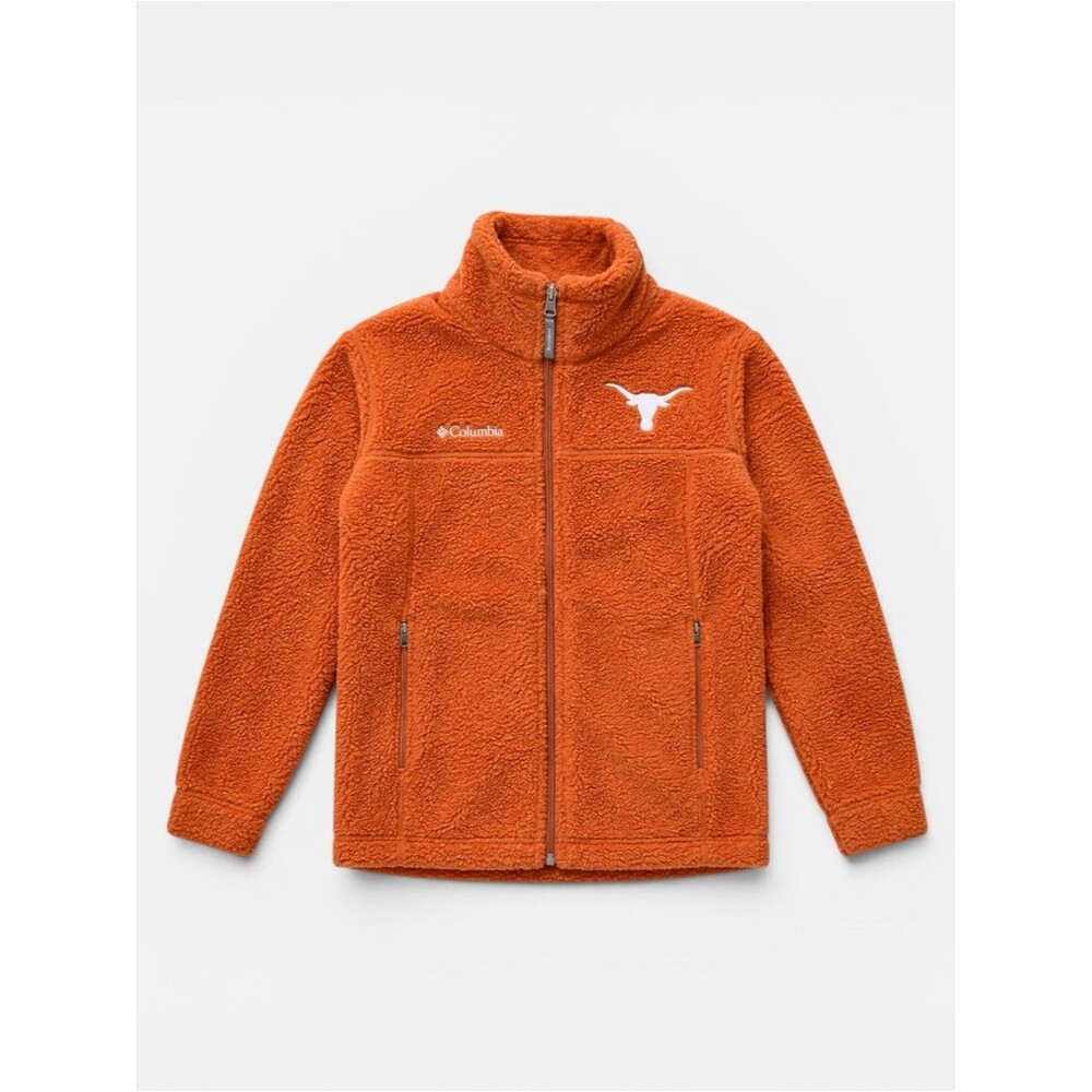 Columbia Texas Longhorns Fleece Jacket Orange Youth Small 8 Full Zip Sherpa